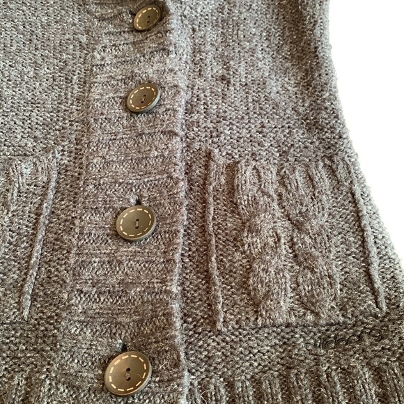 Billabong Charcoal Chunky Knit Front Button Cardigan Sweater Size Medium - Picture 6 of 10